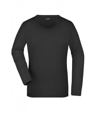 Dames Ladies' Stretch Shirt Long-Sleeved Zwart 7984