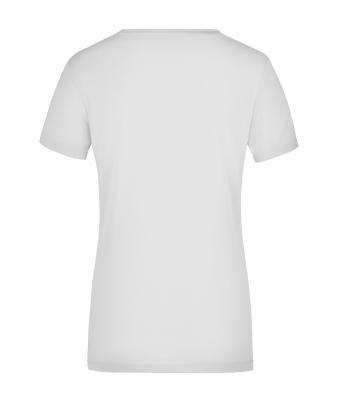 Femme T-shirt femme extensible col V Blanc 7985