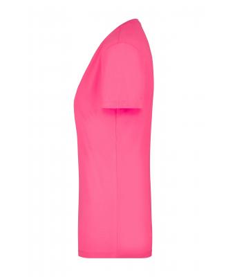Femme T-shirt femme extensible col V Rose-vif 7985