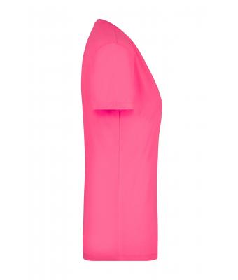 Femme T-shirt femme extensible col V Rose-vif 7985