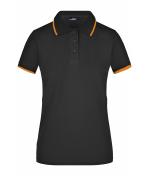 Dames Ladies' Polo Tipping Zwart/oranje 7564