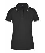 Dames Ladies' Polo Tipping Zwart/zilver 7564