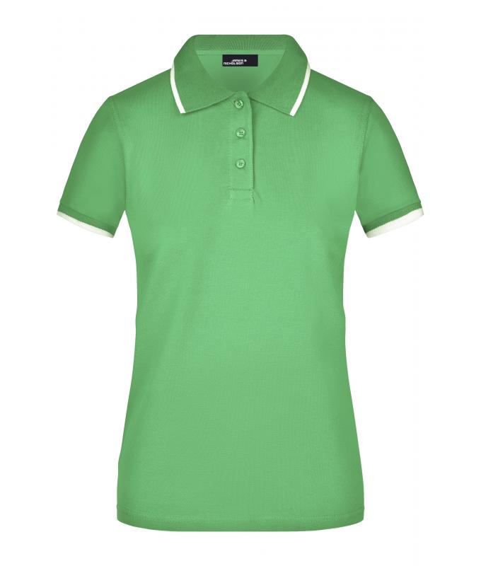Dames Ladies' Polo Tipping Lime/wit 7564