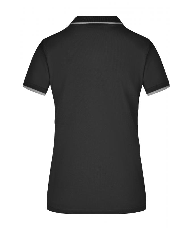 Dames Ladies' Polo Tipping Zwart/zilver 7564