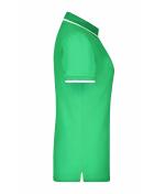 Femme Polo piqué avec liseré contrasté femme Vert-prairie/blanc 7564