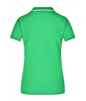 Femme Polo piqué avec liseré contrasté femme Vert-prairie/blanc 7564