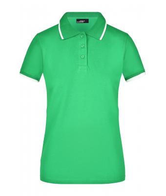 Femme Polo piqué avec liseré contrasté femme Vert-prairie/blanc 7564