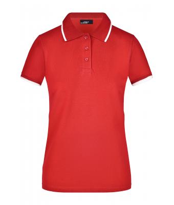 Femme Polo piqué avec liseré contrasté femme Rouge/blanc 7564