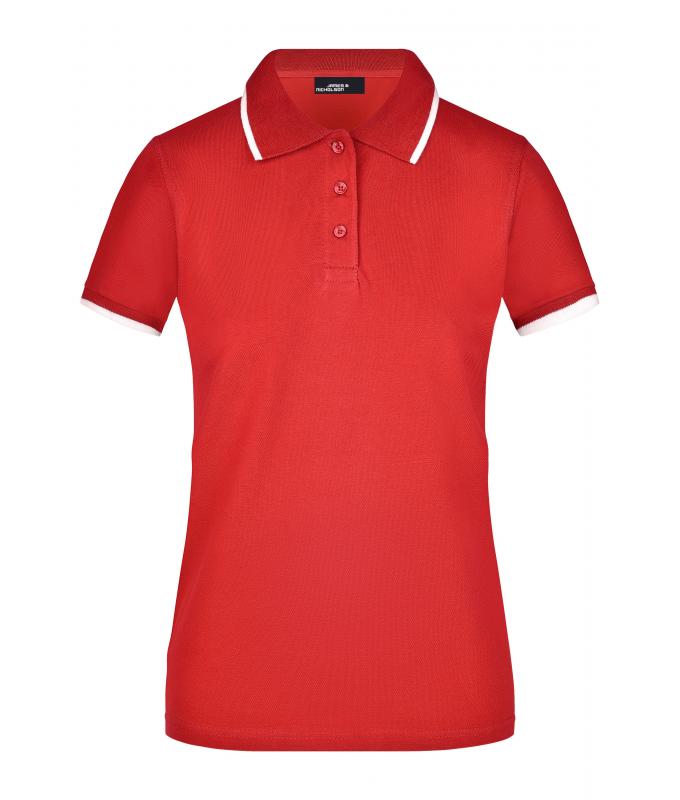 Femme Polo piqué avec liseré contrasté femme Rouge/blanc 7564