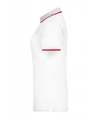 Femme Polo piqué avec liseré contrasté femme Blanc/rouge 7564
