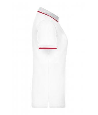 Femme Polo piqué avec liseré contrasté femme Blanc/rouge 7564