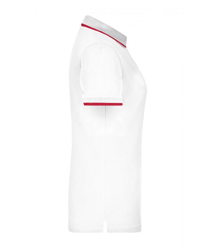 Femme Polo piqué avec liseré contrasté femme Blanc/rouge 7564