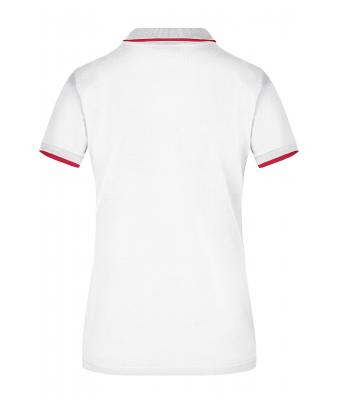 Femme Polo piqué avec liseré contrasté femme Blanc/rouge 7564