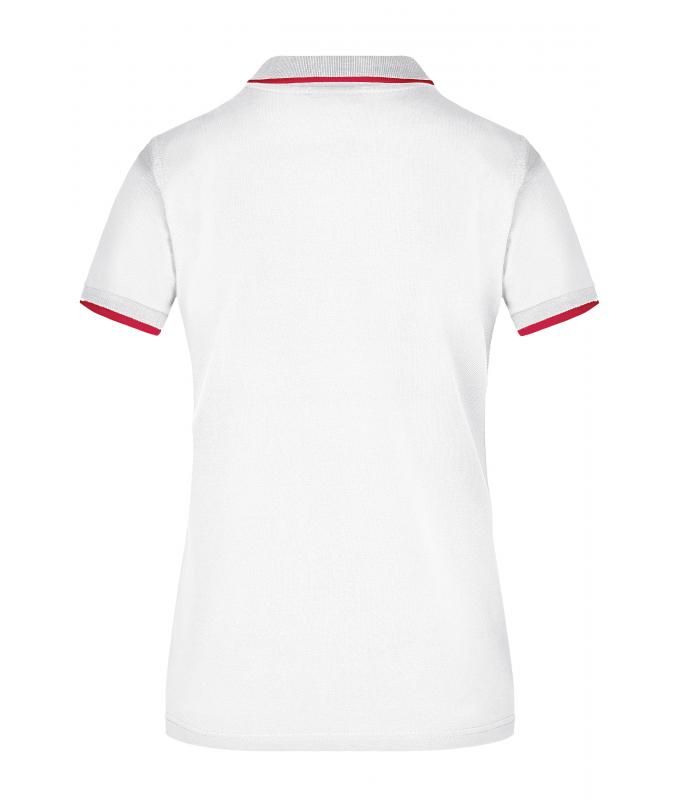 Femme Polo piqué avec liseré contrasté femme Blanc/rouge 7564