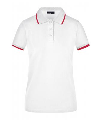 Femme Polo piqué avec liseré contrasté femme Blanc/rouge 7564