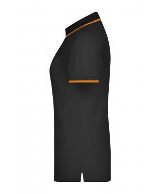 Femme Polo piqué avec liseré contrasté femme Noir/orange 7564