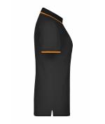 Femme Polo piqué avec liseré contrasté femme Noir/orange 7564