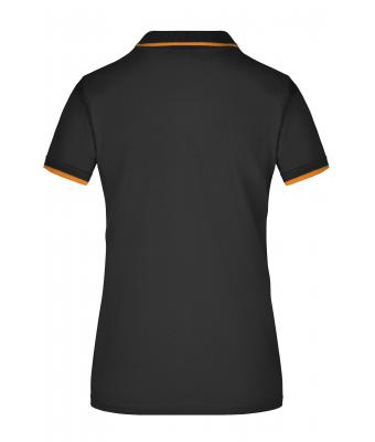 Femme Polo piqué avec liseré contrasté femme Noir/orange 7564