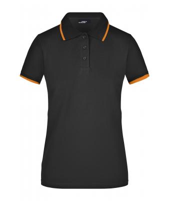 Femme Polo piqué avec liseré contrasté femme Noir/orange 7564