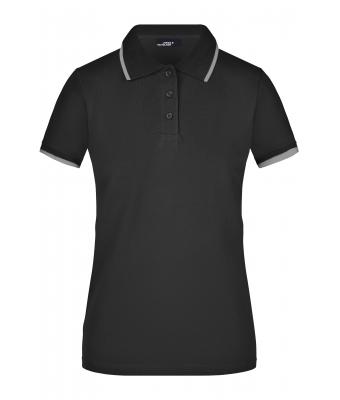 Femme Polo piqué avec liseré contrasté femme Noir/argent 7564