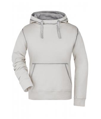 Femme Sweat-shirt à capuche contrasté femme Blanc-cassé/gris-chiné 8079