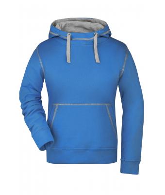 Femme Sweat-shirt à capuche contrasté femme Cobalt/gris-chiné 8079