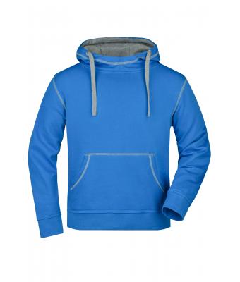 Homme Sweat-shirt à capuche contrasté homme Cobalt/gris-chiné 8080