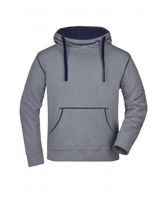 Homme Sweat-shirt à capuche contrasté homme Gris-mélange/marine 8080