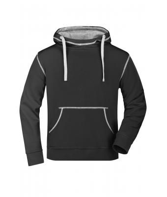 Homme Sweat-shirt à capuche contrasté homme Noir/gris-chiné-foncé 8080