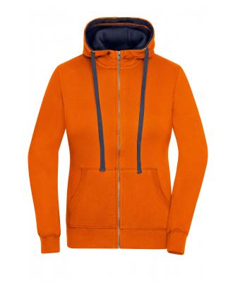 Femme Sweat-shirt à capuche contrasté femme Orange-foncé/marine 8081