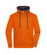 Men Men's Lifestyle Zip-Hoody Dark-orange/navy 8082