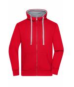 Men Men's Lifestyle Zip-Hoody Red/grey-heather 8082