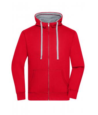 Homme Sweat-shirt à capuche contrasté homme Rouge/gris-chiné 8082