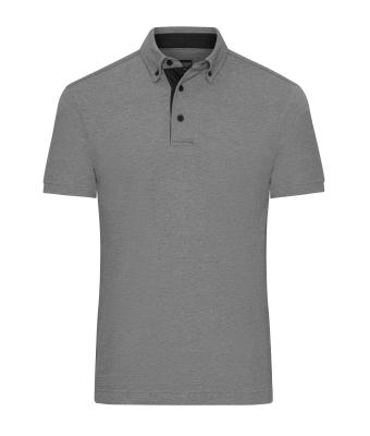 Heren Men's Plain Polo Licht melange/zwart 8083