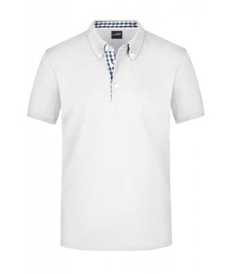 Men Men's Plain Polo White/navy-white 8083