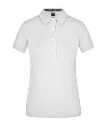 Dames Ladies' Plain Polo Wit/navy/wit 8217