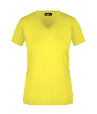 Dames Ladies' Slim Fit V-T Geel 8089