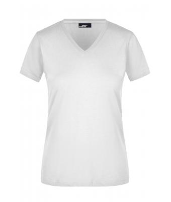 Damen Ladies' Slim Fit V-T White 8089