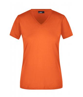 Femme T-shirt cintré col V femme Orange-foncé 8089