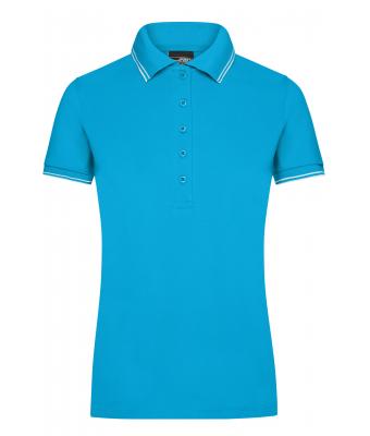 Damen Ladies' Polo Turquoise/white 8207