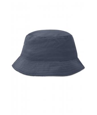 Unisexe Bob coton brossé avec passepoil Marine/blanc 7579