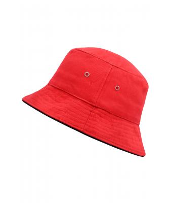Unisexe Bob coton brossé avec passepoil Rouge/noir 7579