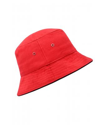 Unisexe Bob coton brossé avec passepoil Rouge/noir 7579