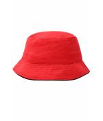 Unisexe Bob coton brossé avec passepoil Rouge/noir 7579