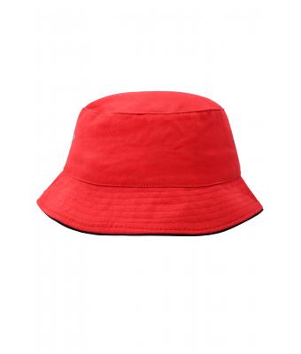 Unisexe Bob coton brossé avec passepoil Rouge/noir 7579