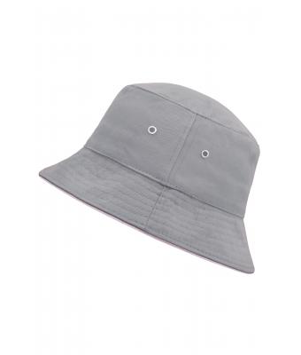 Unisexe Bob coton brossé avec passepoil Gris/gris-rose 7579