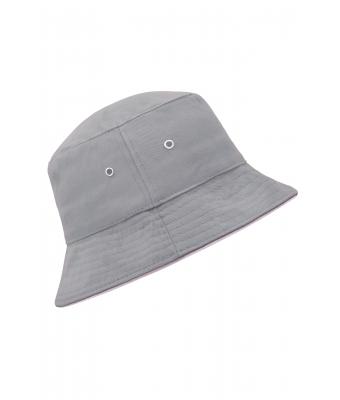 Unisexe Bob coton brossé avec passepoil Gris/gris-rose 7579