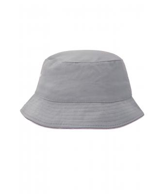 Unisexe Bob coton brossé avec passepoil Gris/gris-rose 7579