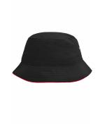 Unisexe Bob coton brossé avec passepoil Noir/rouge 7579