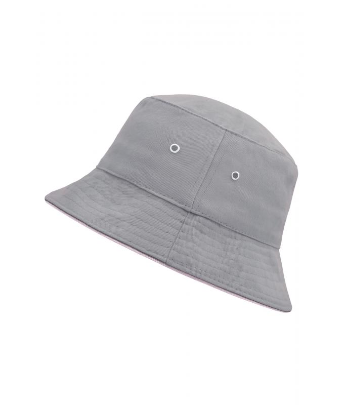 Unisexe Bob coton brossé avec passepoil Gris/gris-rose 7579